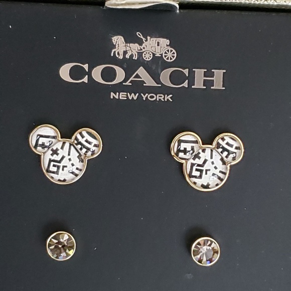 COACH DISNEY MICKEY MOUSE X KEITH HARING STUD EARRINGS BOXED SET:NIB C7783 - Picture 2 of 11